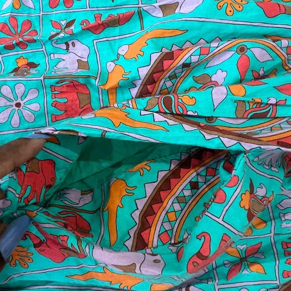 J CREW Drakes London Green Midi Dress Sz 2 Elephant Birds Animal Print Fit Flare - Picture 13 of 13